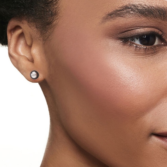 NWT Judith Ripka JR TWO Adrienne Diamond and Black Enamel Stud Earrings - Picture 12 of 13